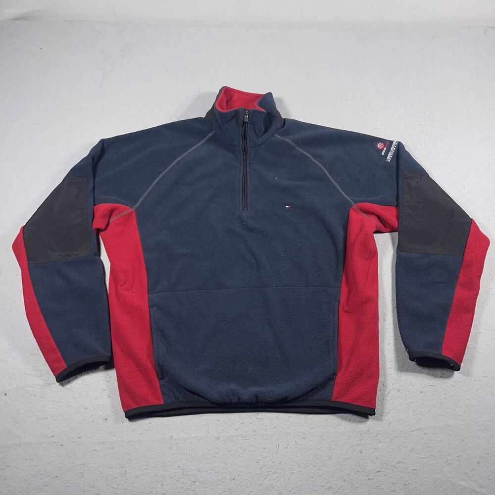 VTG Tommy Hilfiger Pullover Men Large Blue Red Coldstop Performance Fleece‎ Y2K